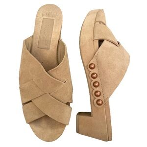 Pedro Garcia CreamSoft Nubuck Slide Slip On Clog Sandals Studded 38.5/US 8.5